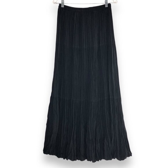 BMW Tiered Maxi Skirt Size M Black Broomstick Flowy Fairy Grunge Whimsigoth Boho - Picture 1 of 9
